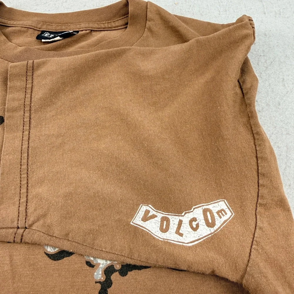 Vintage Volcom Stone T-Shirt‎ Brown Y2K Skateboarding Graphic Tee Men's Medium